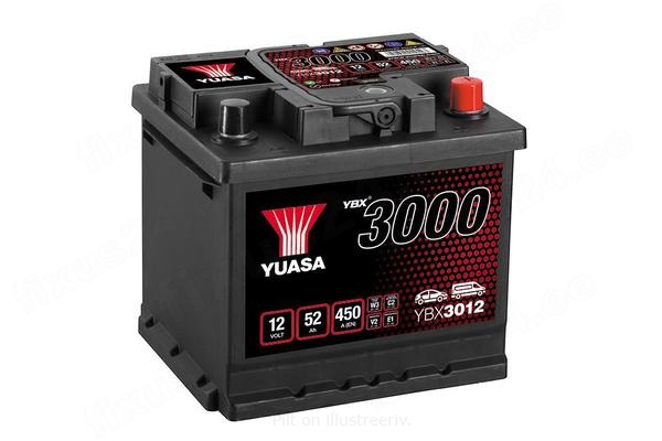 YUASA 12V 52Ah 450A SMF 207X175X190 -/+