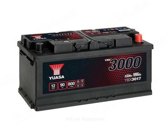 YUASA 12V 90Ah 800A SMF 353X175X175 -/+