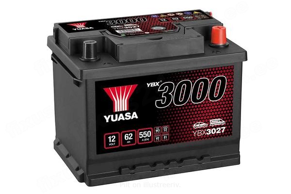 YUASA 12V 62Ah 550A SMF 242X175X190 -/+