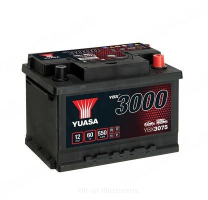 YUASA 12V 60Ah 550A SMF 245X175X175 -/+