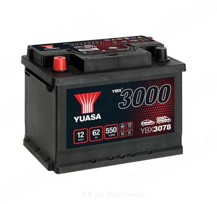YUASA 12V 62Ah 550A SMF 242X175X190 +/-
