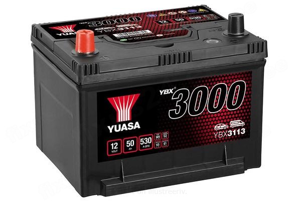 YUASA 12V 50Ah 530A SMF 236X182X177 +/-