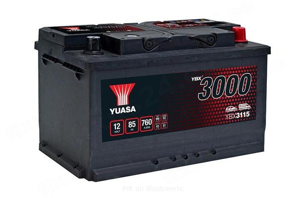 YUASA 12V 85Ah 760A SMF 317X175X190 -/+