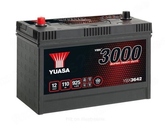 YUASA 12V 110Ah 925A 329X173X240 keskel