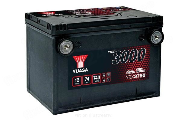 YUASA 12V 74Ah 740A SMF 260X183X185 +/-