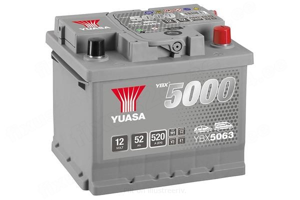 YUASA 12V 52Ah 520A 208X175X175 -/+