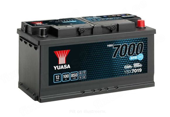 YUASA 12V 100Ah 850A EFB 353X175X190 -/+