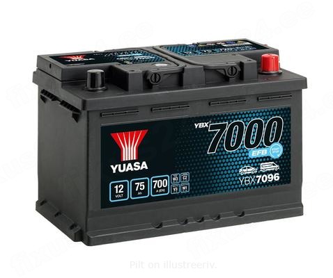 YUASA 12V 75Ah 700A EFB 278X175X190 -&sol;&plus;