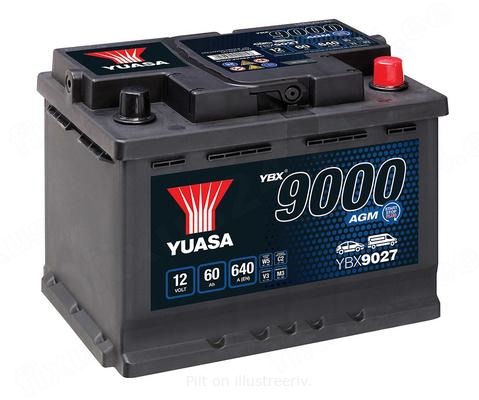 YUASA 12V 60Ah 640A AGM 243X175X190 -/+